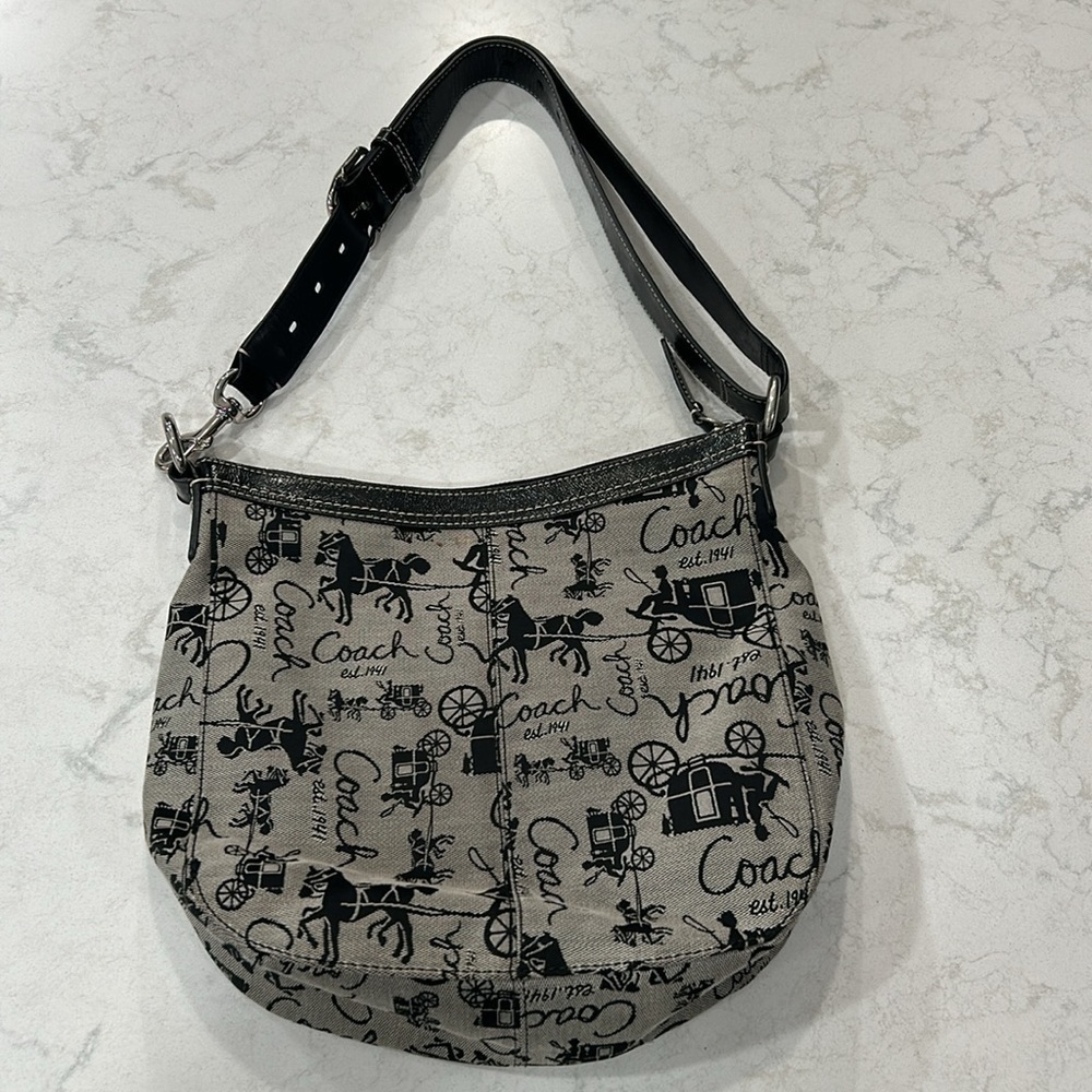 COACH F14036 Chelsea Canvas & Leather Horse & Carriage Shoulder Bag - Picture 6 of 14